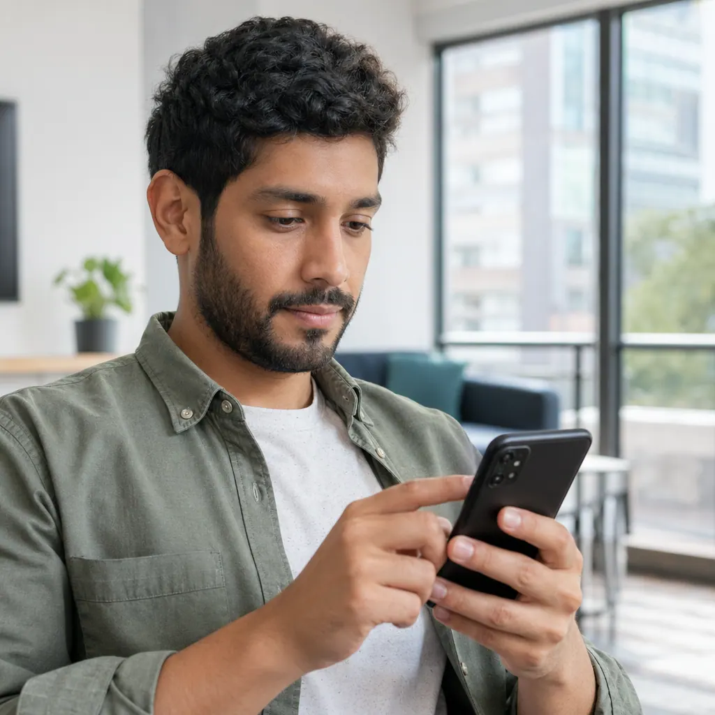 Persona verificando su afiliación a la EPS desde el celular en Colombia