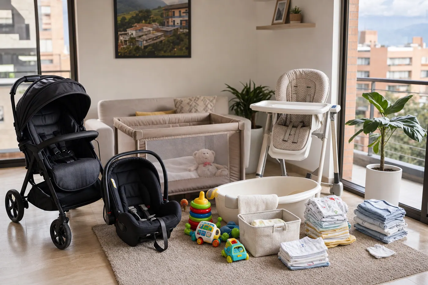 Artículos de bebé usados organizados para vender en Colombia Move