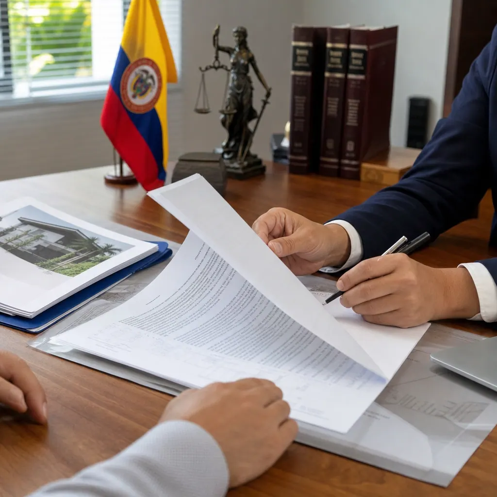 Colombian pesos and property documents on a desk — buying real estate in Colombia as a foreigner
