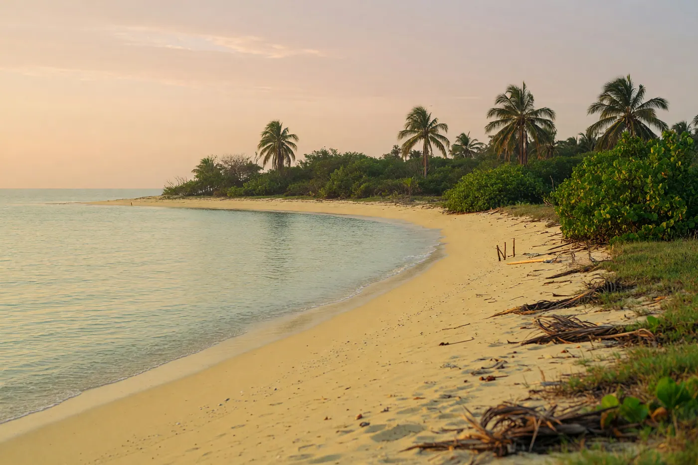 Imagen editorial ilustrativa de la costa Caribe de Córdoba cerca de San Bernardo del Viento; no corresponde a la propiedad