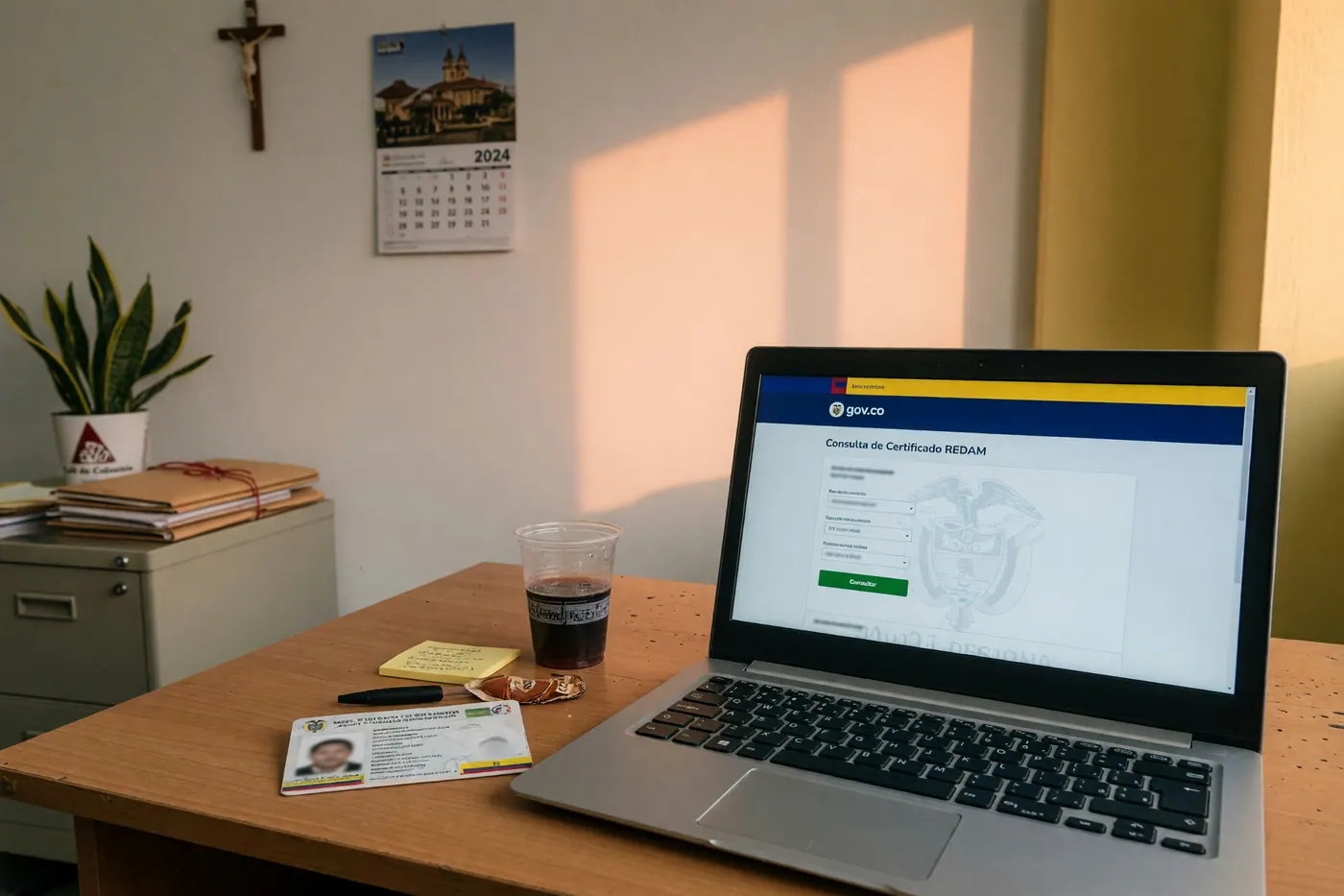Pantalla de computador consultando el certificado REDAM en la Carpeta Ciudadana Digital de GOV.CO en Colombia