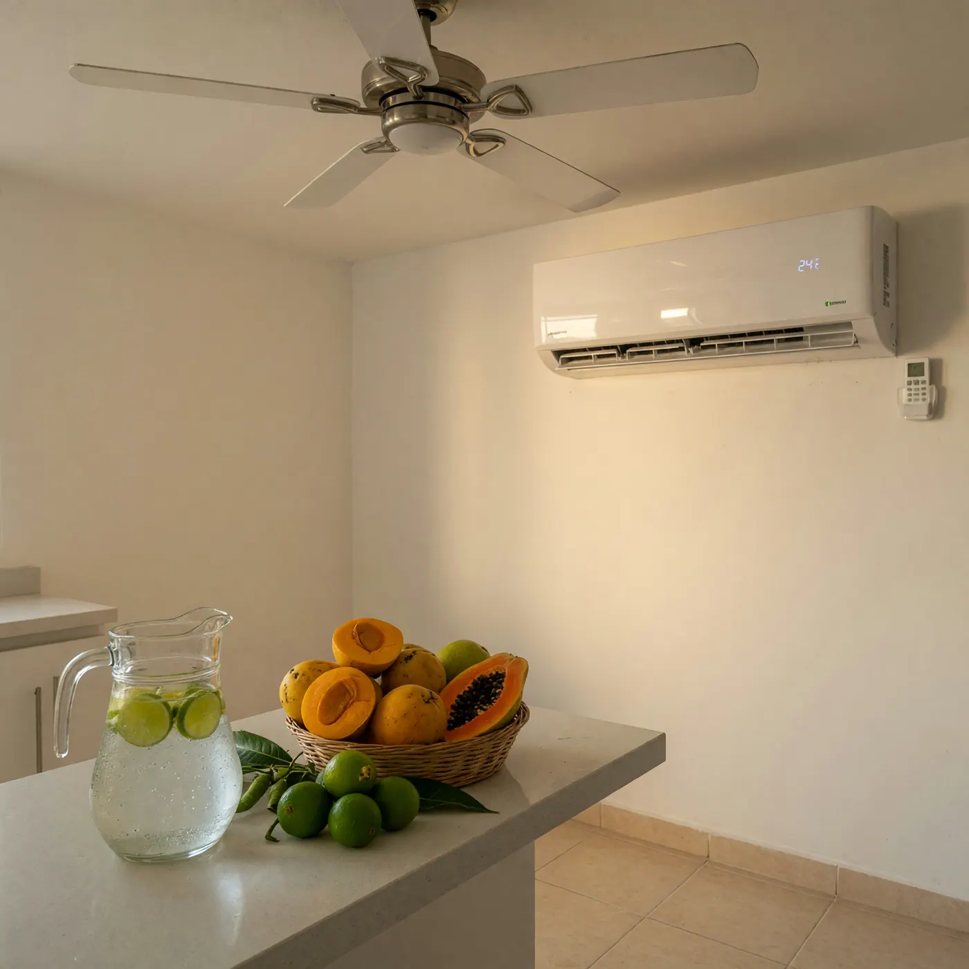 Wall-mounted split air conditioner inside a residential apartment in Santa Marta Colombia