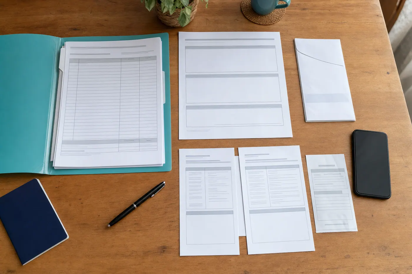 Insurance claim documents organized after a medical visit in Colombia