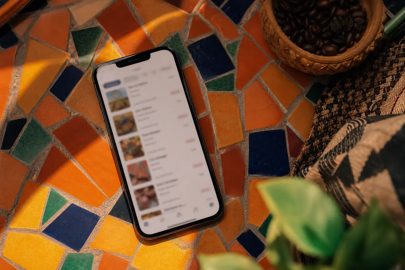 Smartphone on Colombian mosaic tile — should you include your WhatsApp number in a listing?