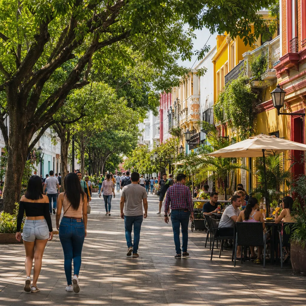 Tree-lined boulevard in Bucaramanga's Cabecera del Llano neighborhood