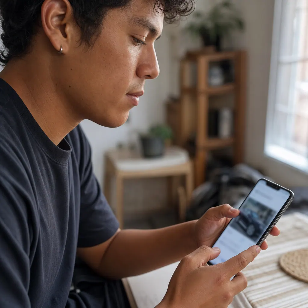 A seller composing a detailed, keyword-rich marketplace listing on their phone