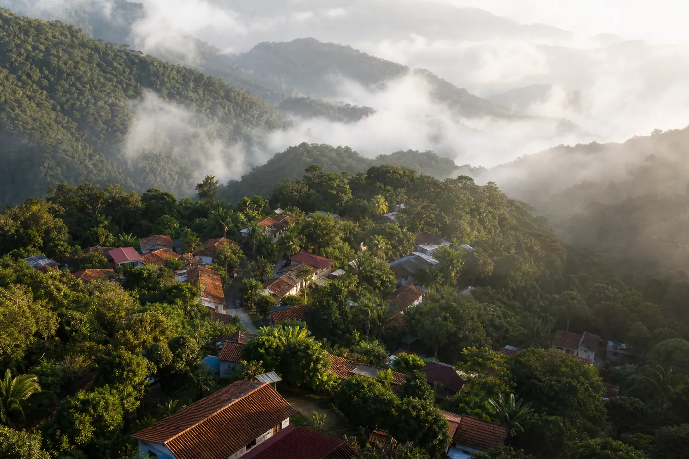 Minca village nestled in the misty Sierra Nevada mountains near Santa Marta, Colombia