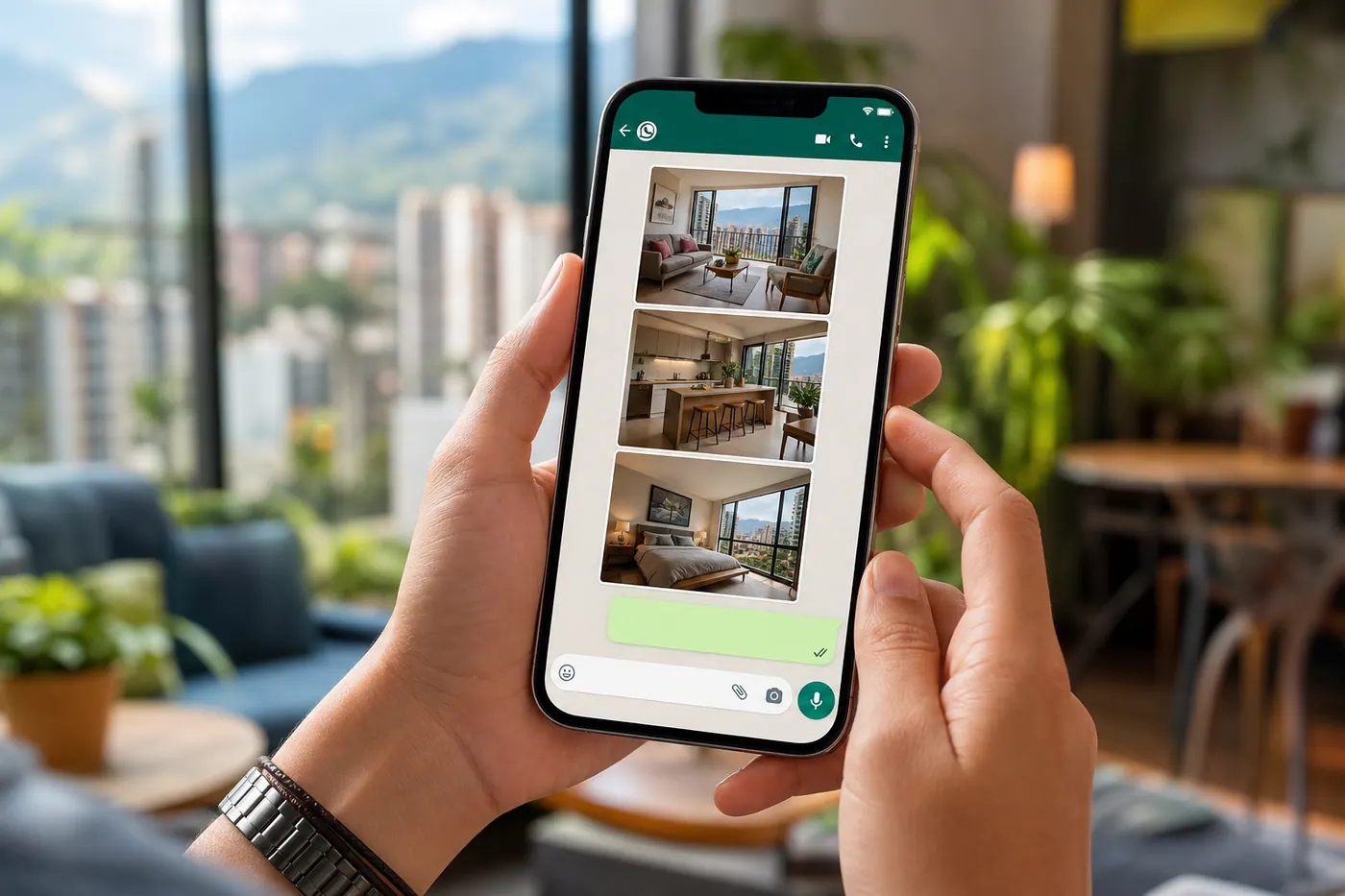 Publicar anuncio por WhatsApp en Colombia Move — celular mostrando chat con el asistente