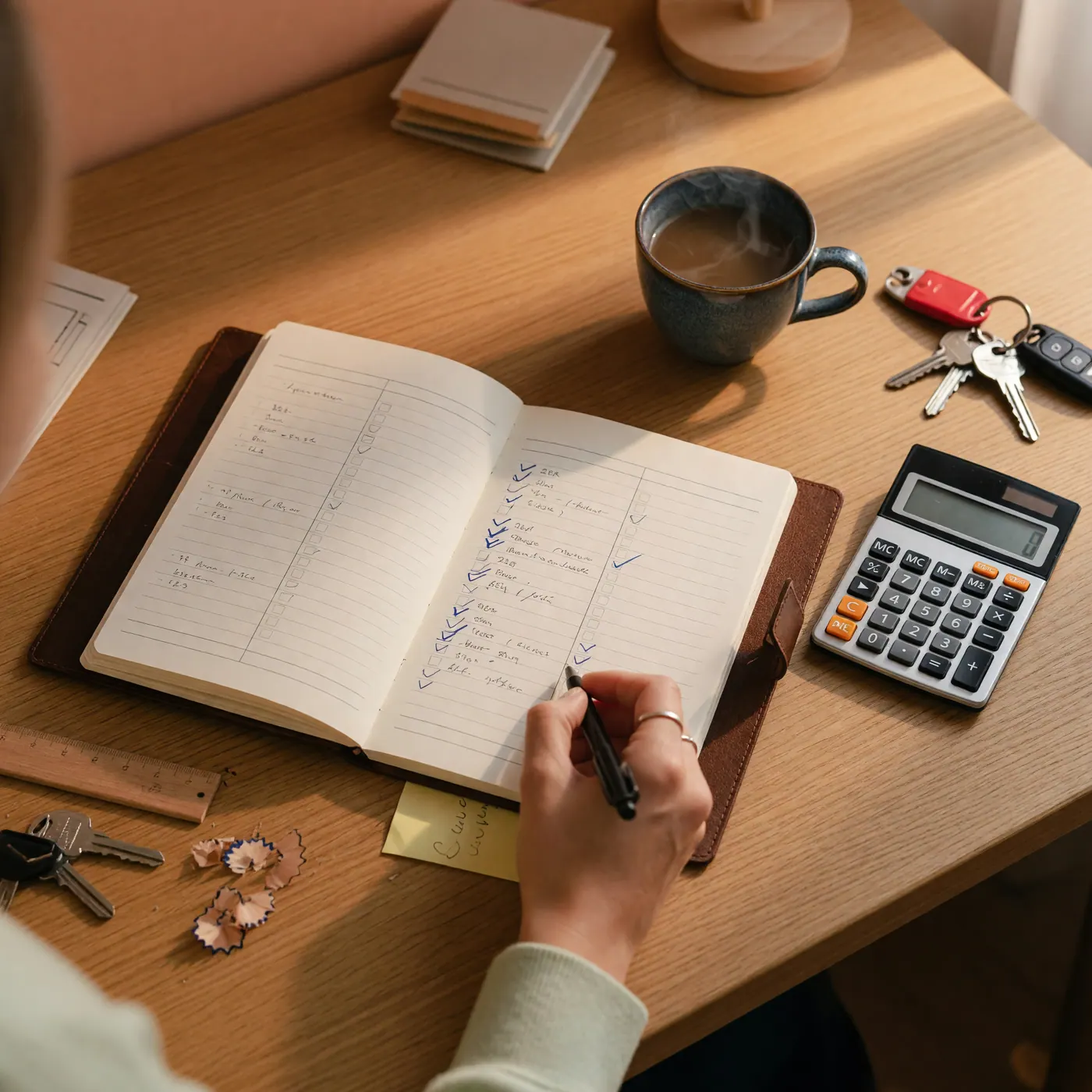 Lista de chequeo sobre un escritorio para decidir entre renovar el arriendo o mudarse