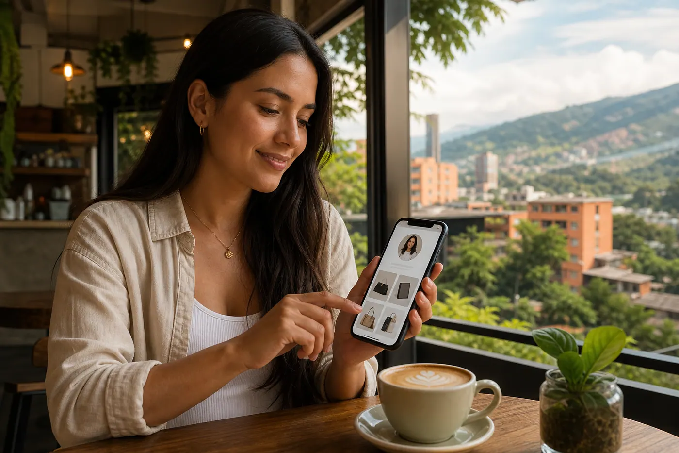 Colombian buyer reviewing a trusted seller storefront on their phone