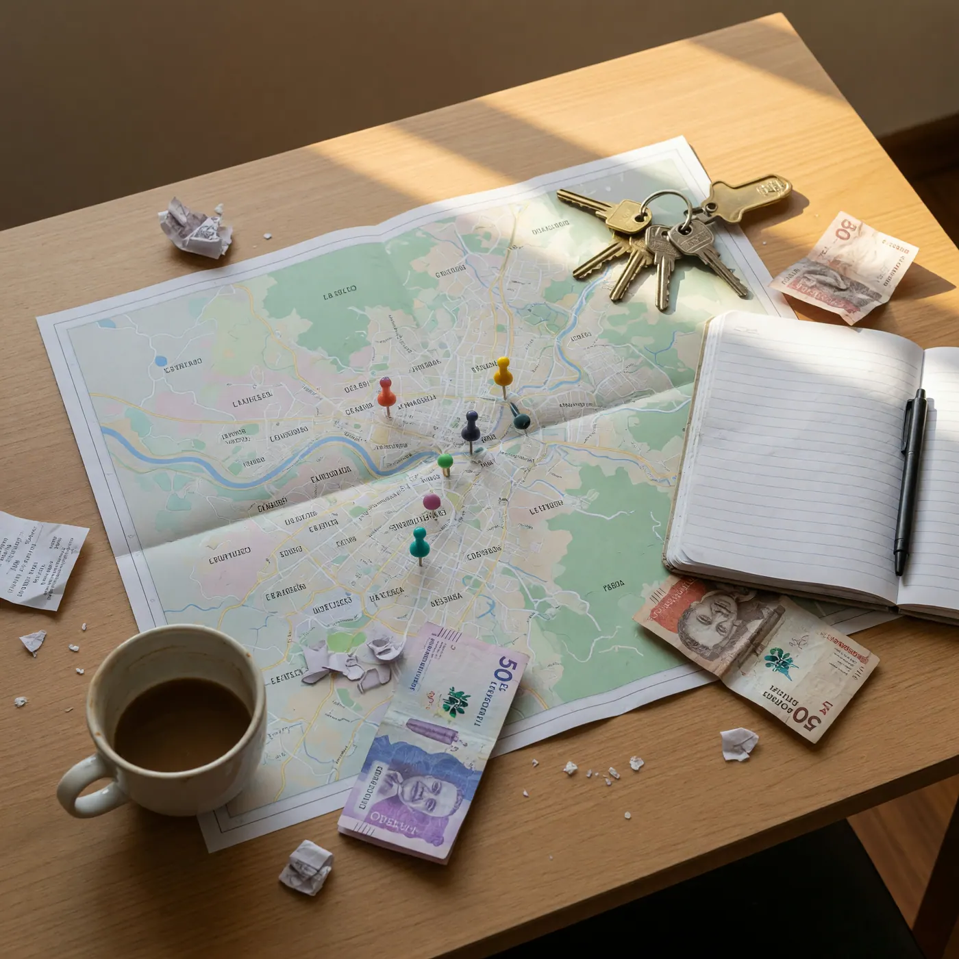 Apartment search materials for comparing Medellin neighborhoods, rent, and property prices