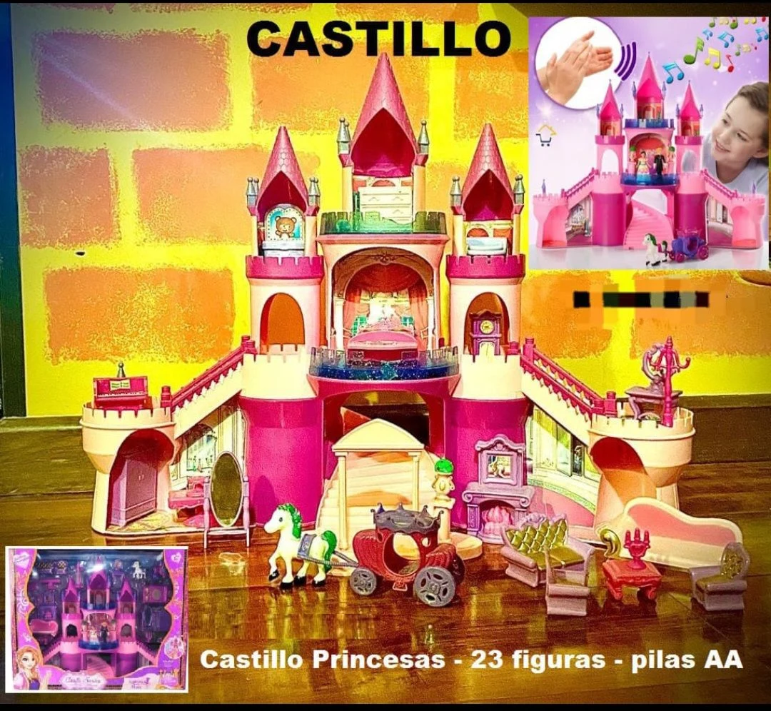 Venta de juguetes y estimulación en Bogotá: Castillo de princesas de juguete con figuras y carruaje — Colombia Move