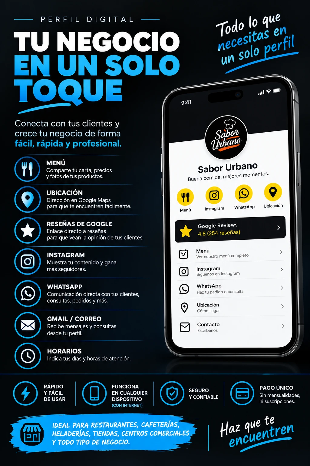 Servicio: Creación de Perfil Digital para Negocios con Enlaces y QR — Colombia Move