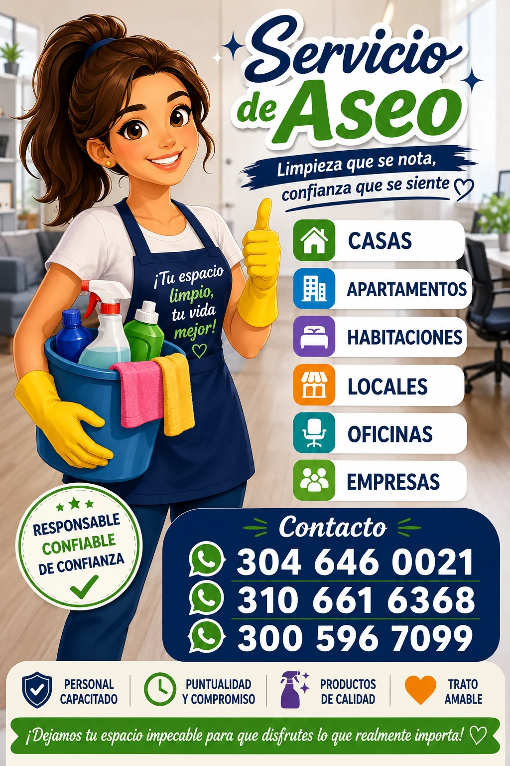 Service in Bogotá: Cleaning service for houses apartments and offices — Colombia Move