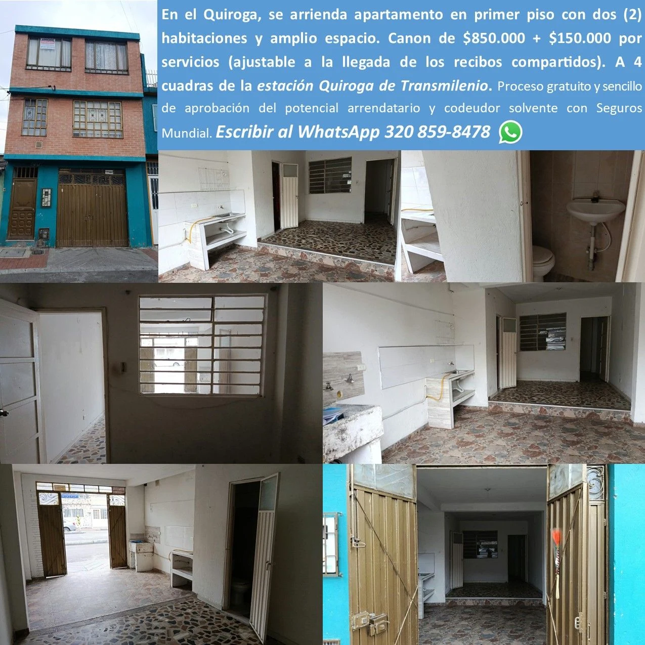 Alquiler de apartamento en Bogotá: Apartamento de 2 hbs en arriendo en Quiroga — Colombia Move
