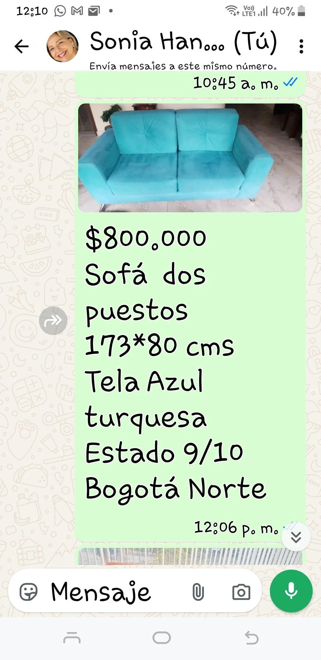 Venta de sofás y salas en Chico, Bogotá: Sofa dos puestos azul turquesa en venta — Colombia Move