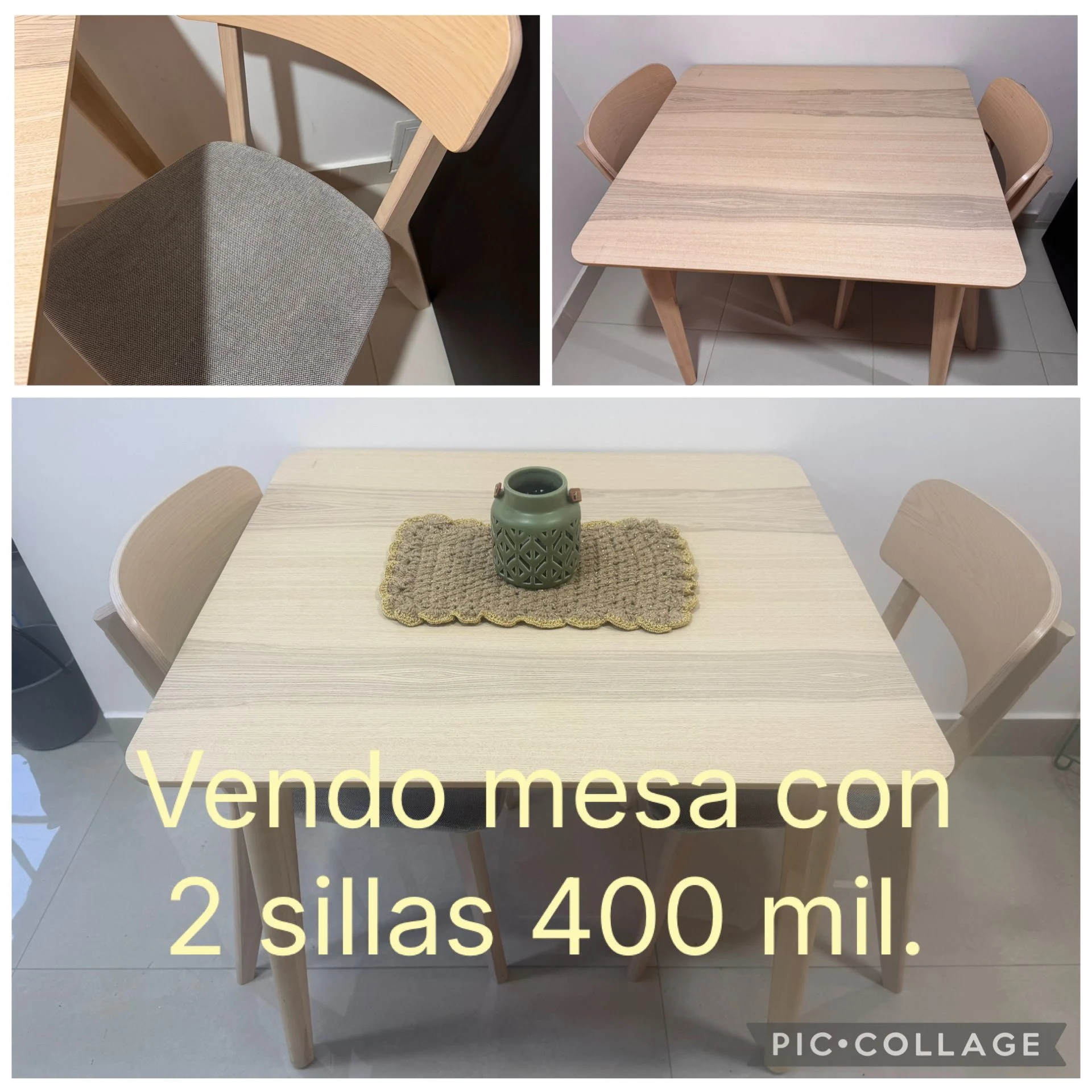 Venta de cocina y comedor en Bogotá: Mesa con dos sillas de madera — Colombia Move