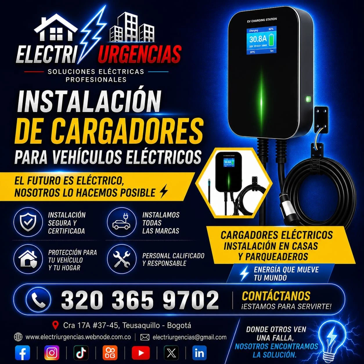 Servicio en Chapinero, Bogotá: Servicio de instalacion de cargadores para vehiculos electricos — Colombia Move