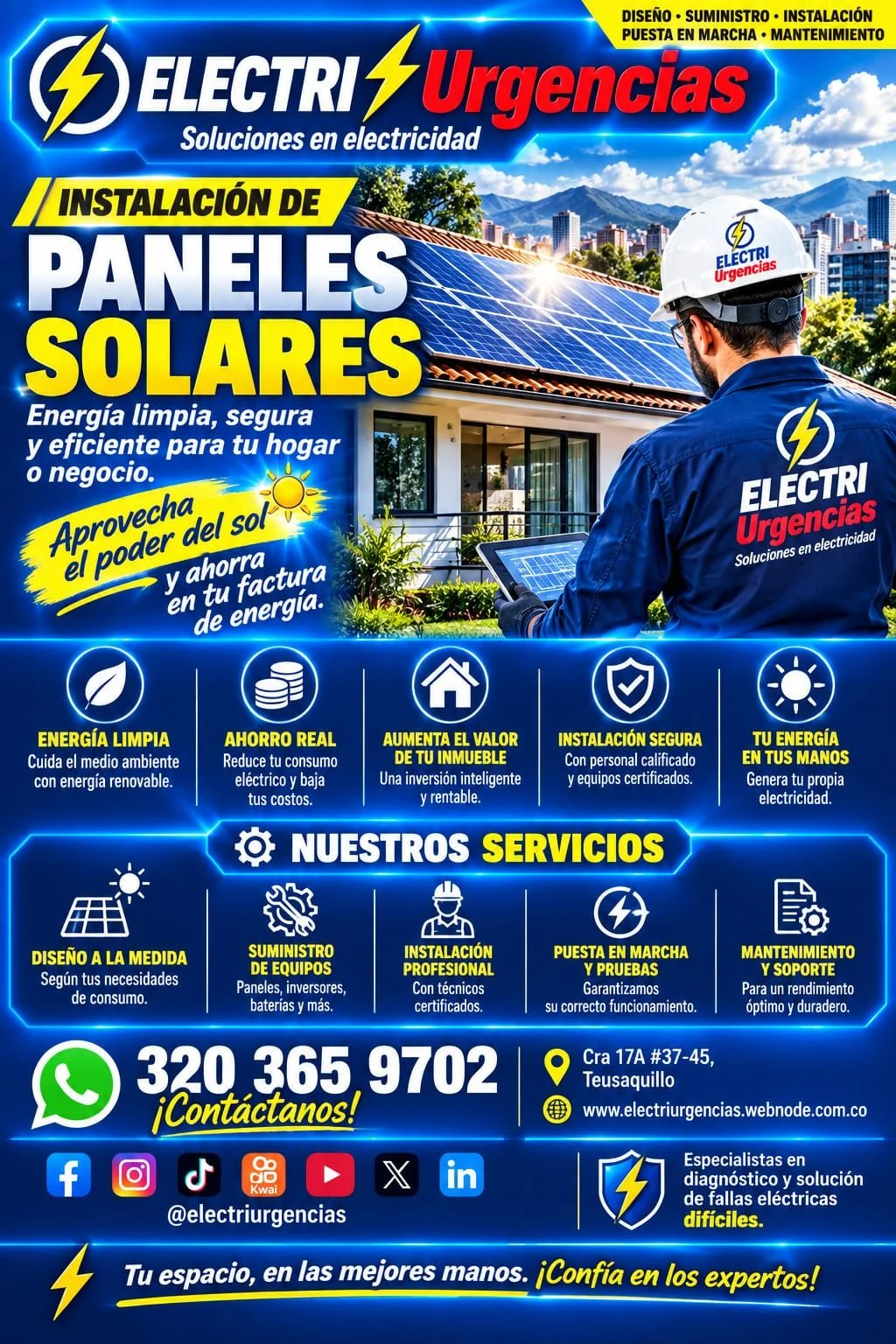 Servicio en Chapinero, Bogotá: Electricista, instalación de paneles solares. — Colombia Move