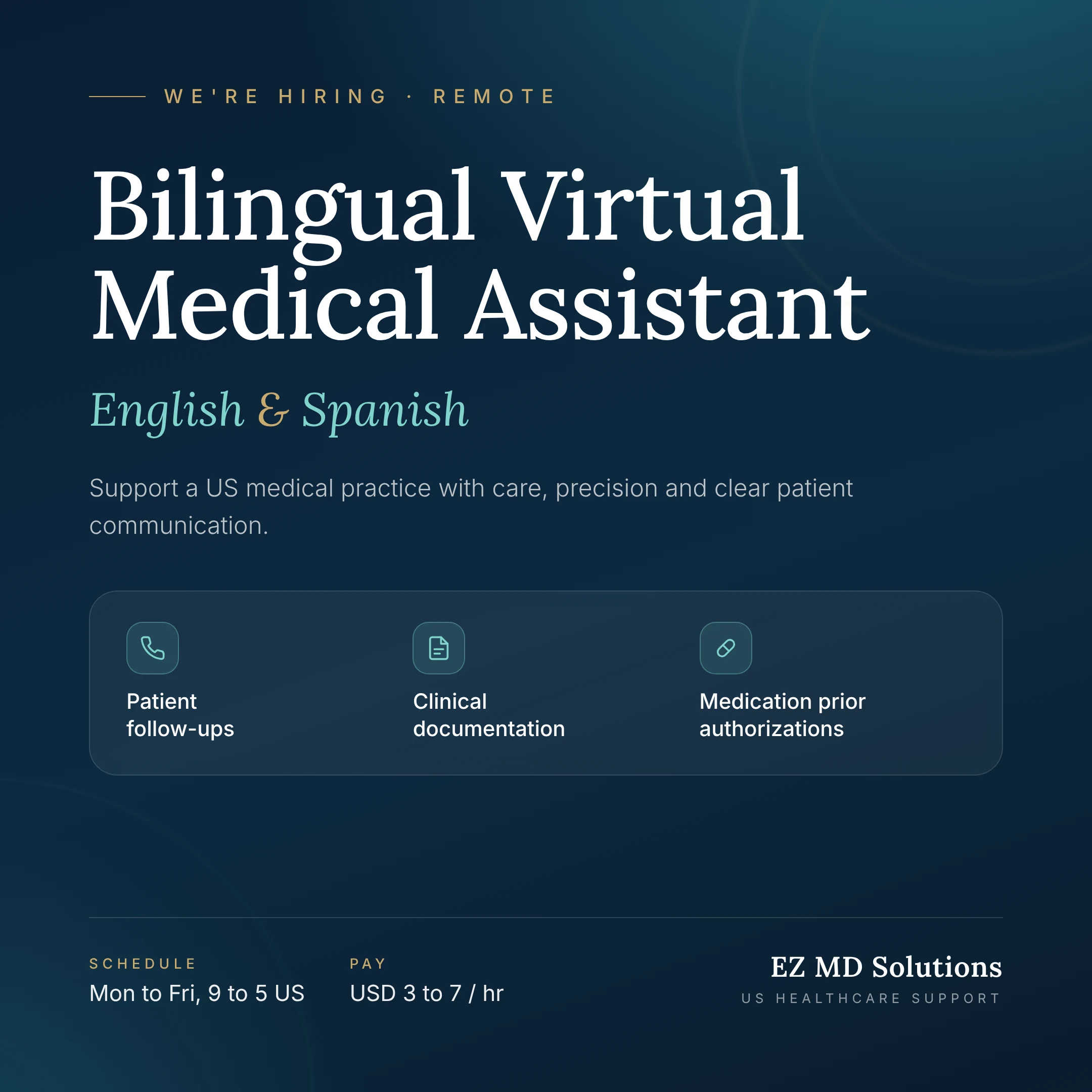 Bilingual Virtual Medical Assistant (English/Spanish) - Remote, US Medical Practice