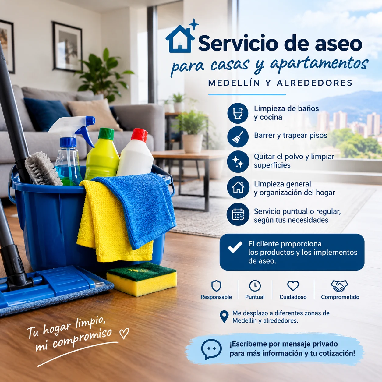 Service in Medellín: Cleaning service for houses and apartments in Medellín — Colombia Move