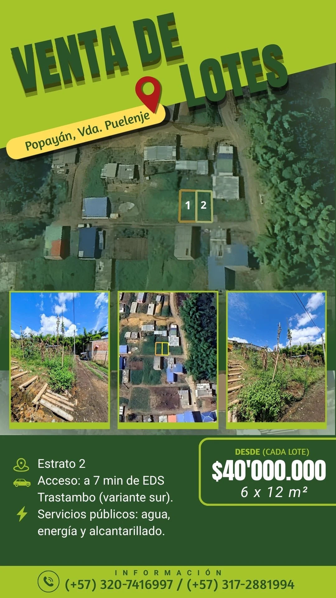 Venta de lote / terreno en Popayán: Venta de lotes (2) en Vereda Puelenje – Parcelación La Circasia en Popayán (Cauca) — Colombia Move