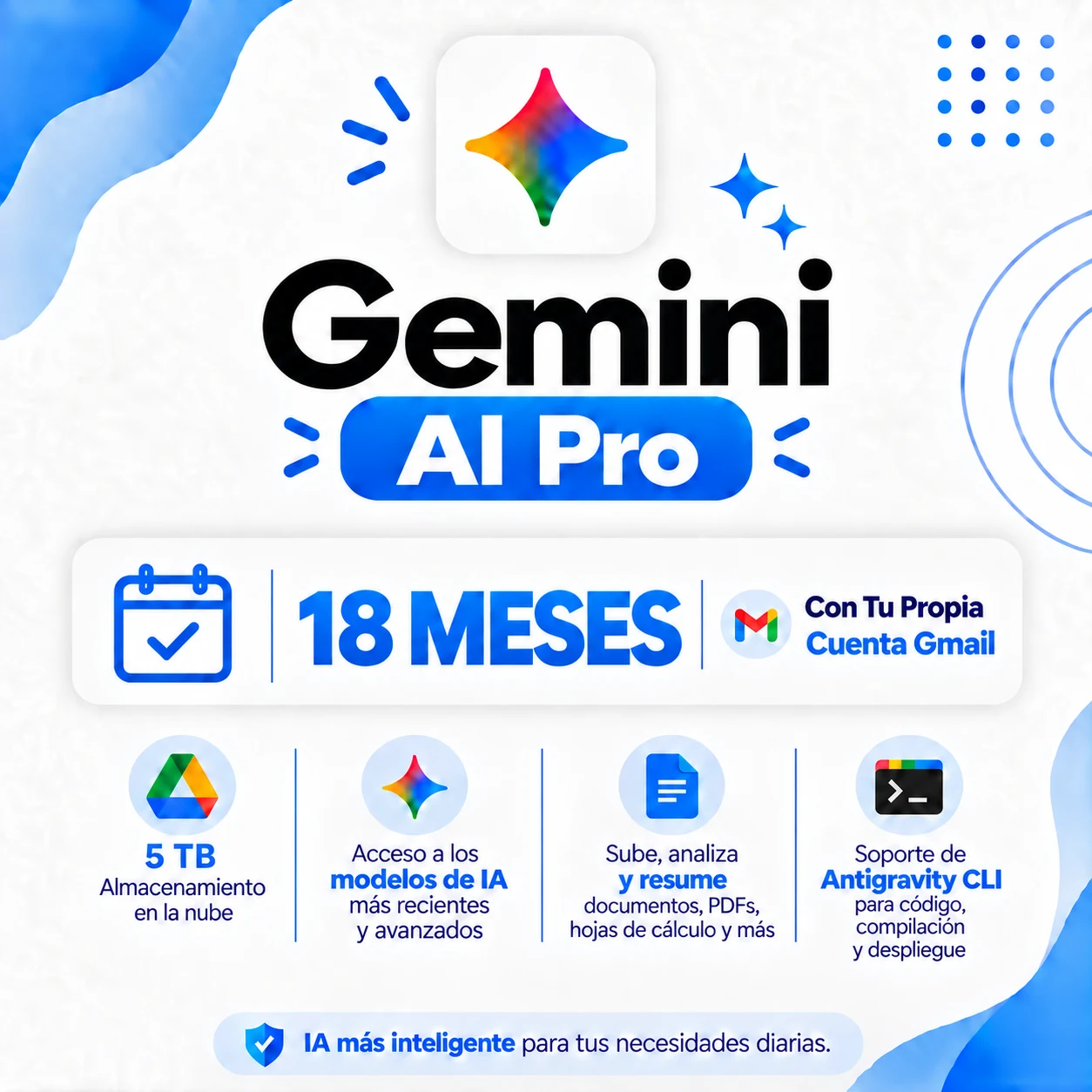 Servicio: Suscripción Google Gemini AI Pro x 18 meses con cuenta Gmail — Colombia Move