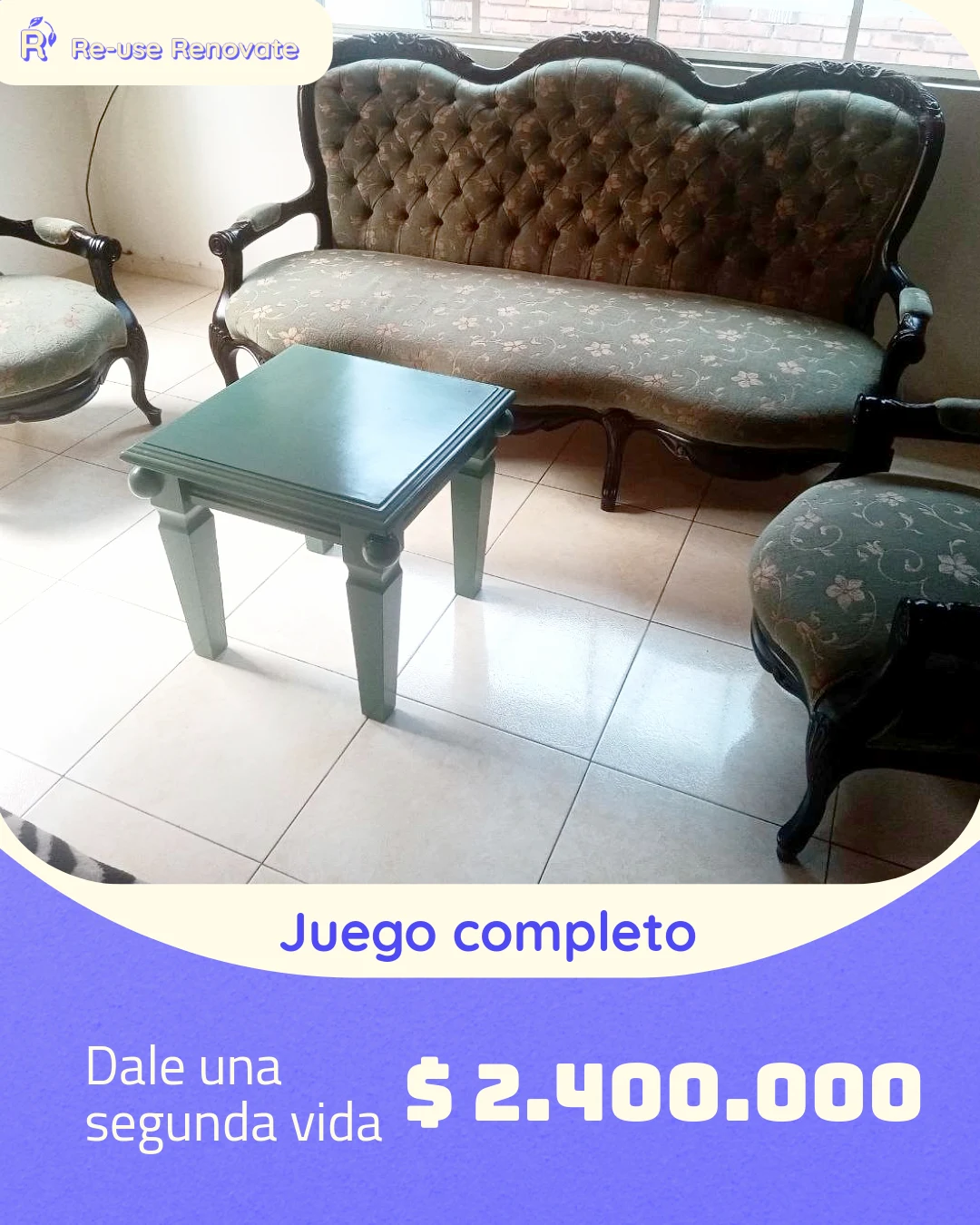 Venta de sofás y salas en Bogotá: Juego de sala Isabelina clásica de segunda mano — Colombia Move