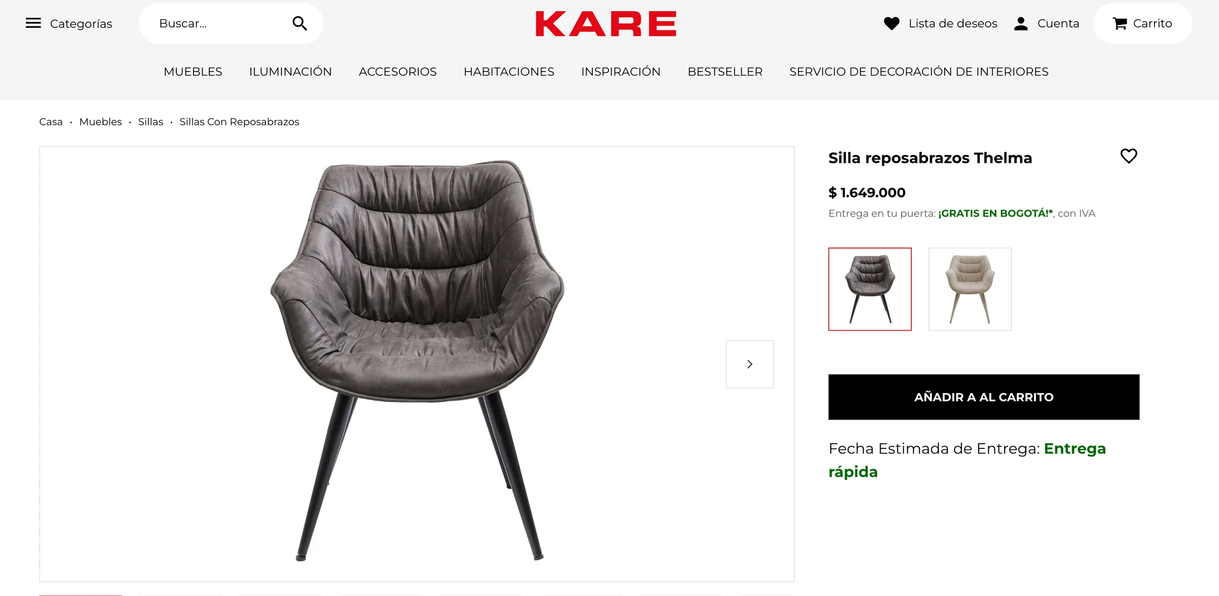 Venta de mesas y sillas en Usaquén, Bogotá: 8 sillas con reposabrazos Thelma de Kare en cuero — Colombia Move