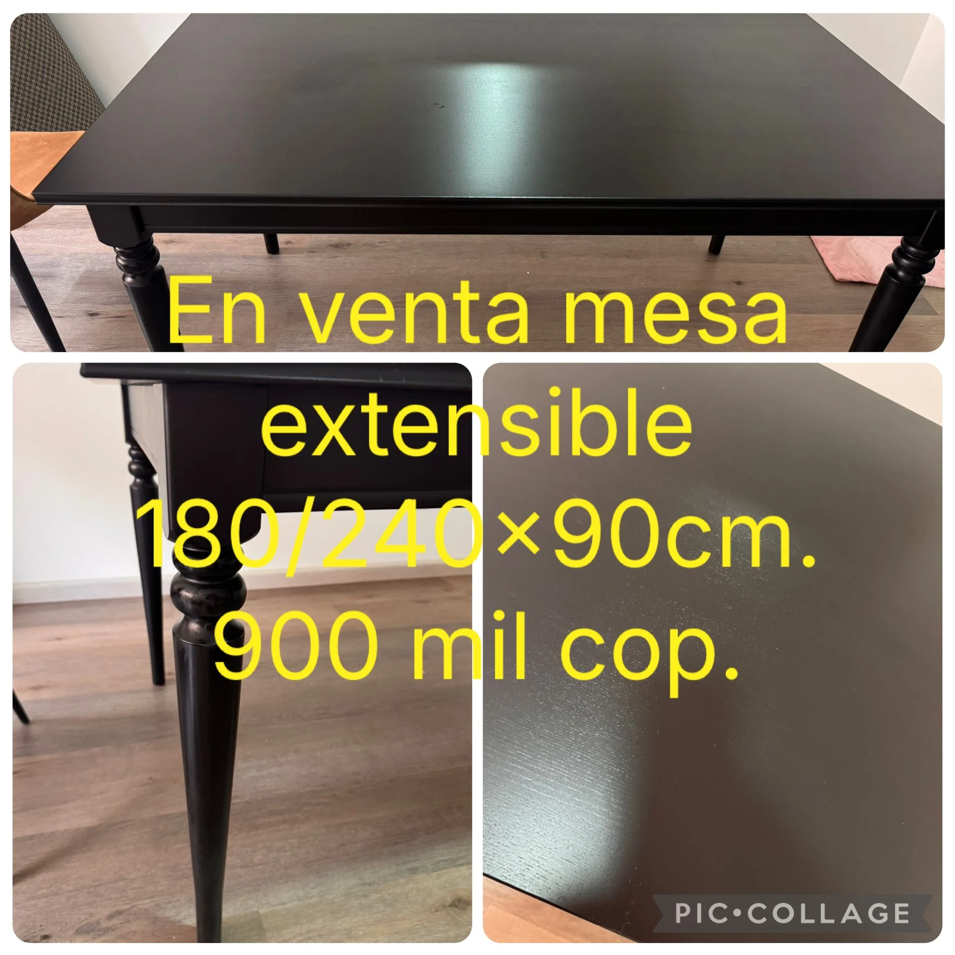 Venta de mesas y sillas en Bogotá: Mesa de comedor extensible de color negro — Colombia Move