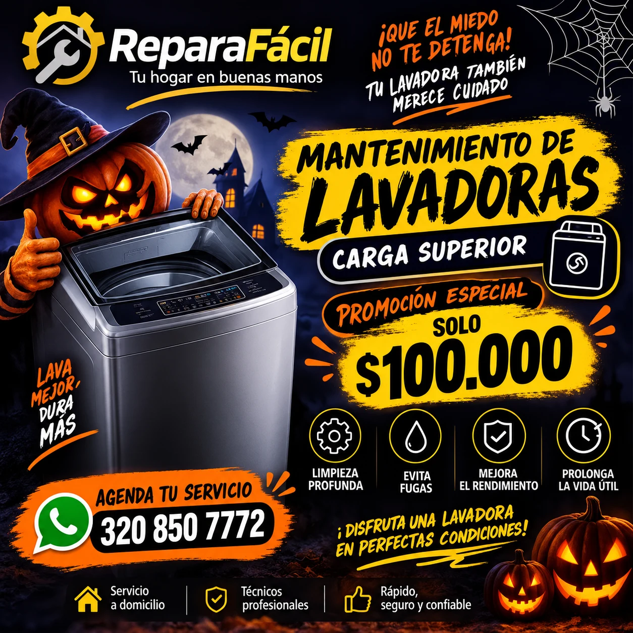 Servicio en Bogotá: Servicio de mantenimiento de lavadoras de carga superior a domicilio con garantía — Colombia Move