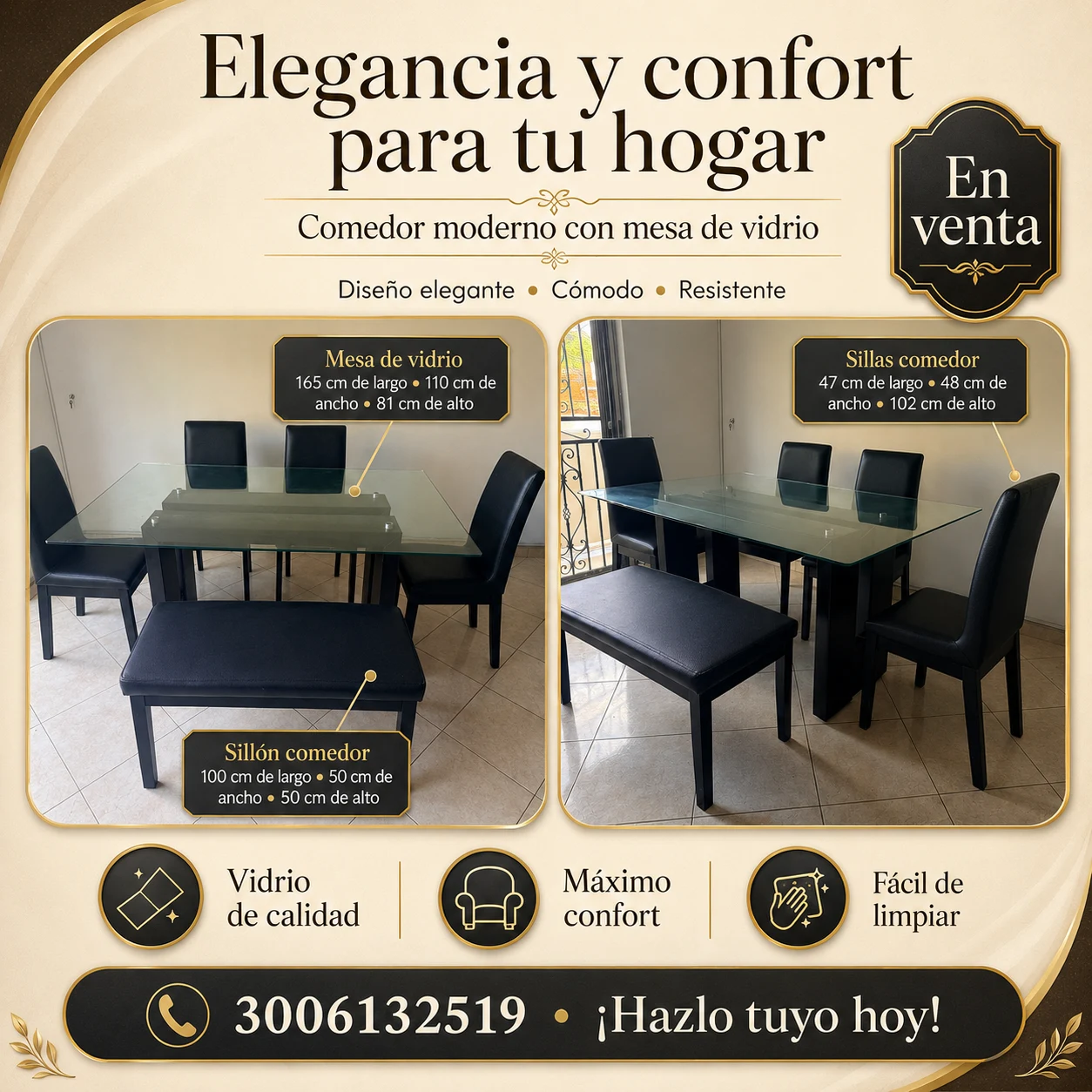 Venta de sofás y salas en Medellín: Juego de sala en cuero sintético moderno — Colombia Move