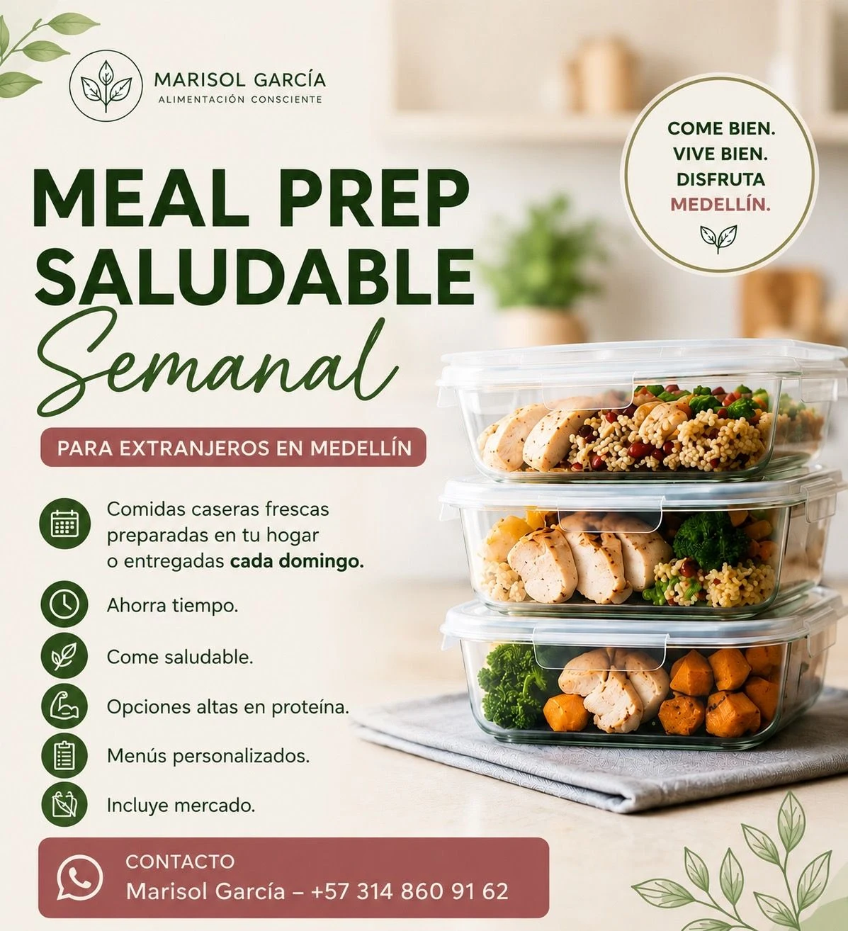 Service in Medellín: Healthy Weekly Meal Prep — Colombia Move