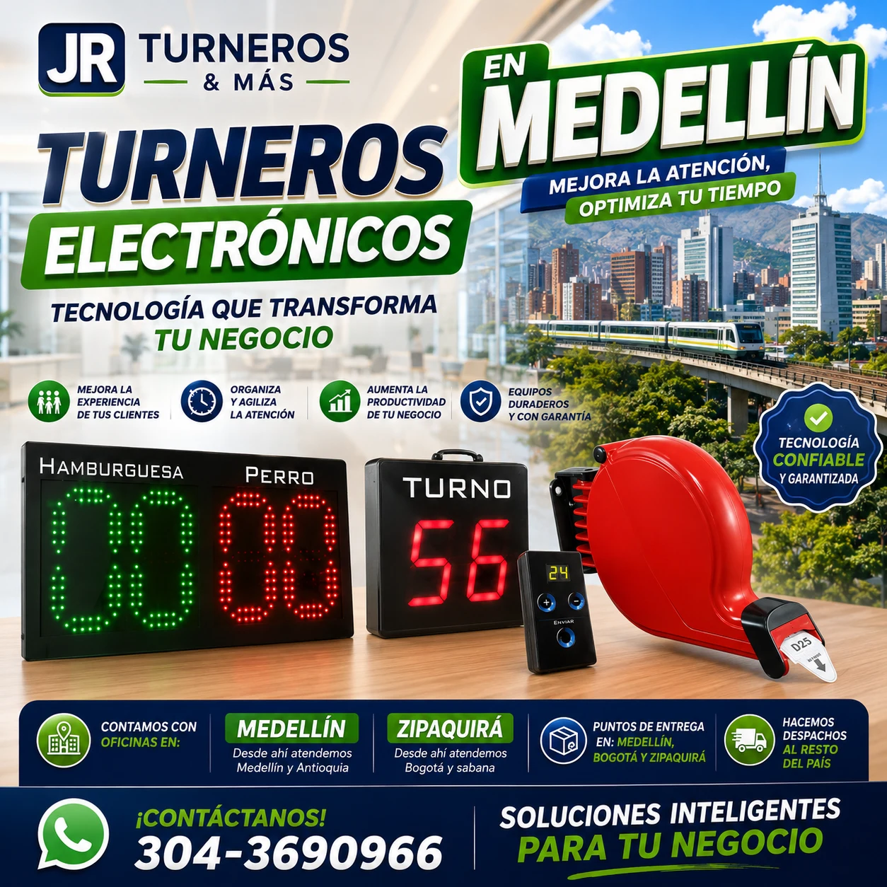 EN MEDELLÍN - TURNEROS ELECTRÓNICOS OFICINAS Y PUNTOS DE COMIDA RÁPIDA