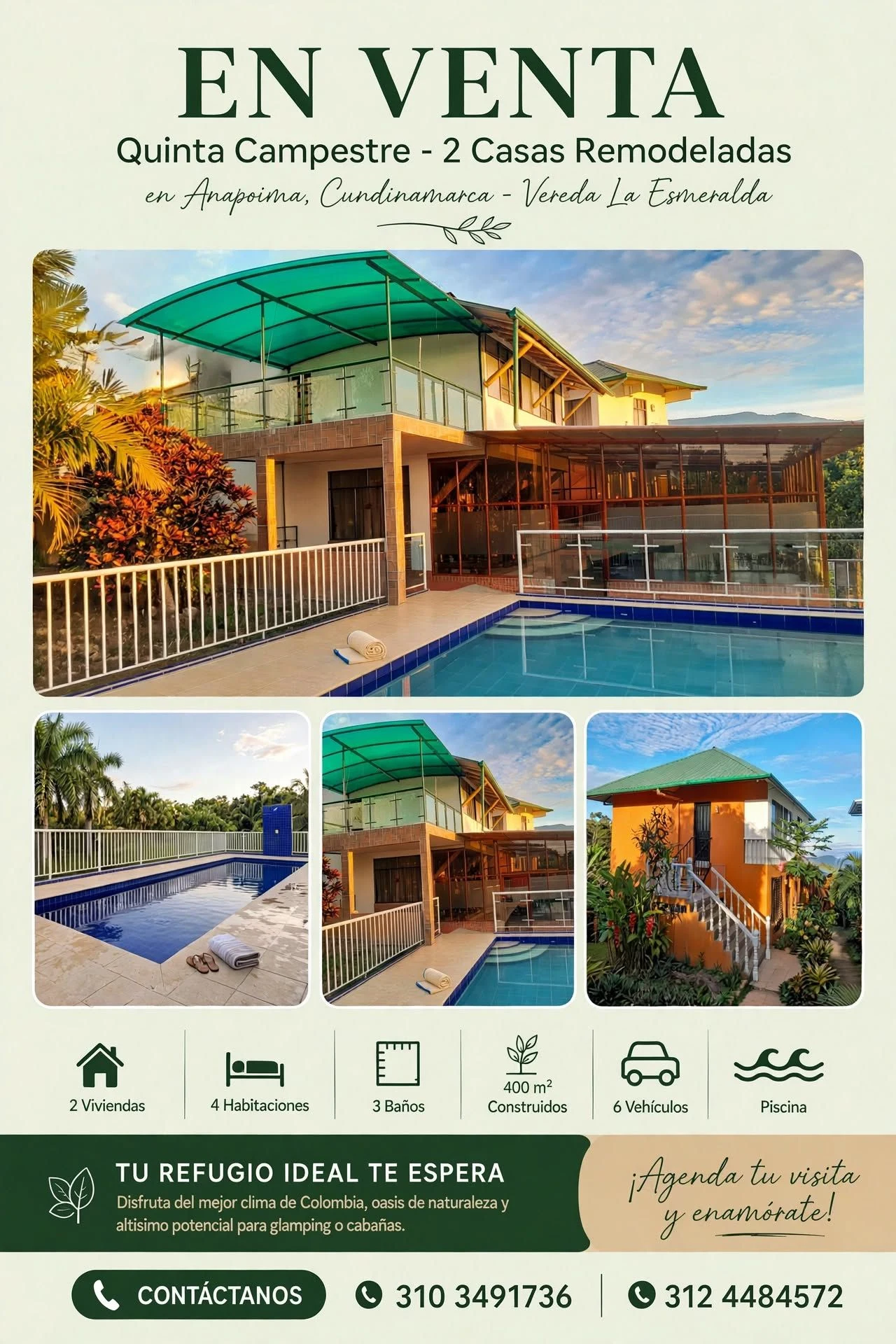 Finca en Anapoima Vereda La Esmeralda – 2 Casas, Piscina Y Gran Terreno