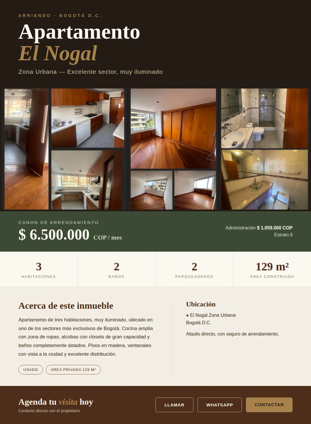 SE ARRIENDA APARTAMENTO EN  EL NOGAL