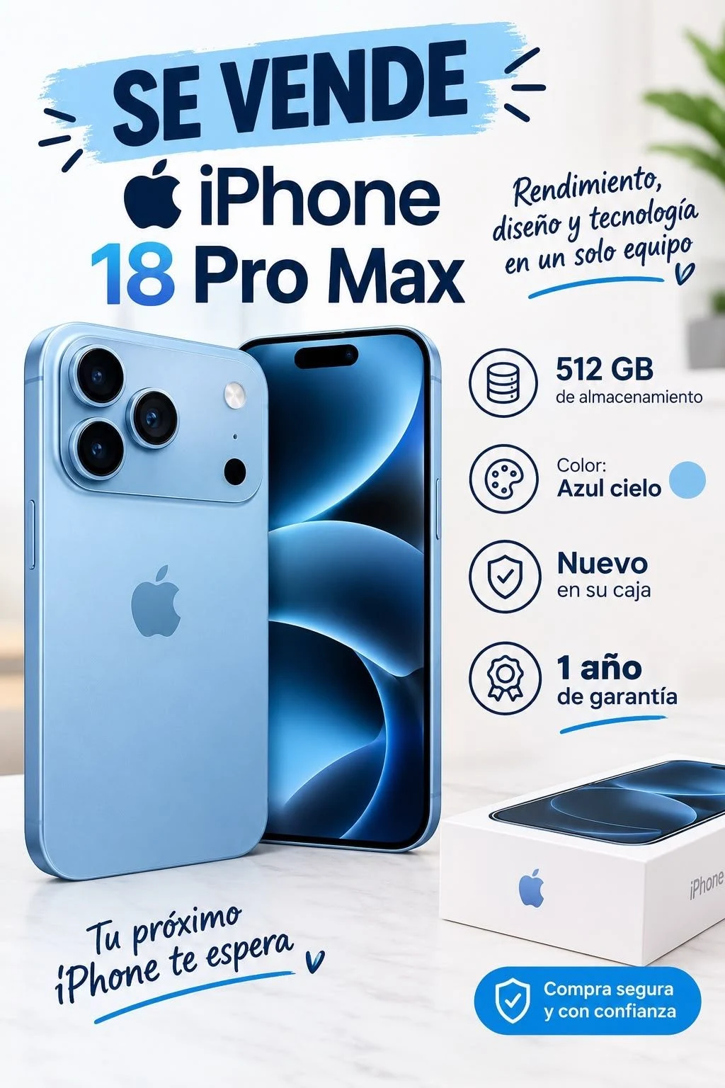 Venta de celulares y tablets en Bogotá: iPhone 18 Pro Max nuevo en caja — Colombia Move