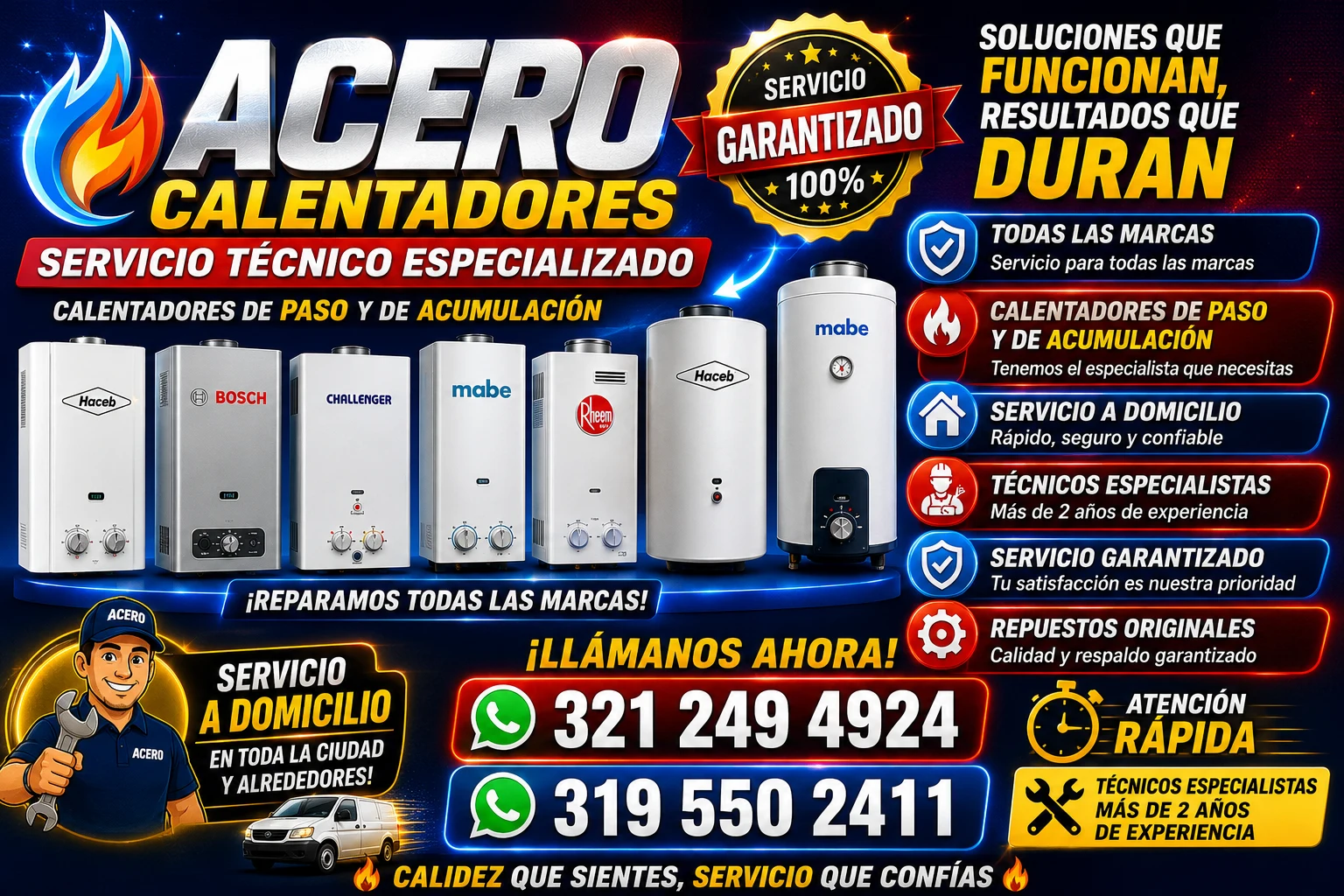 Servicio de reparacion y mantenimiento de calentadoresServicio de reparación de calentadores de acumulación 3205164390