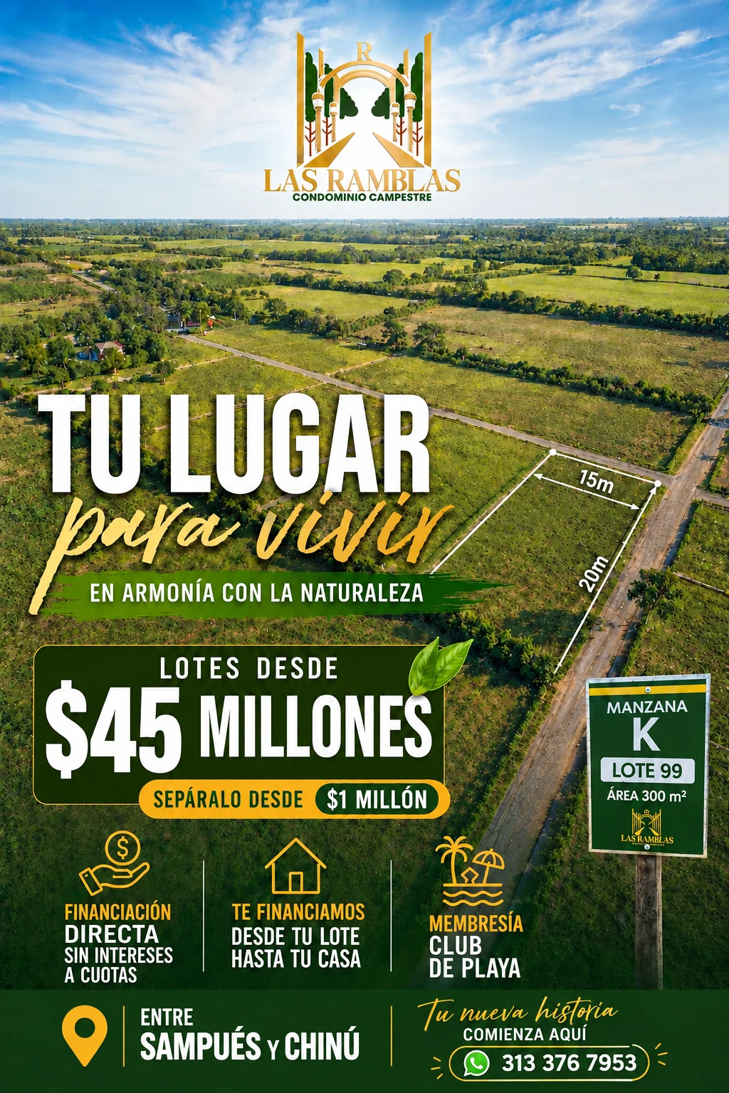 Venta de lote / terreno en Sincelejo: LOTES CAMPESTRES DISPONIBLES PROYECTO LAS RAMBLAS — Colombia Move