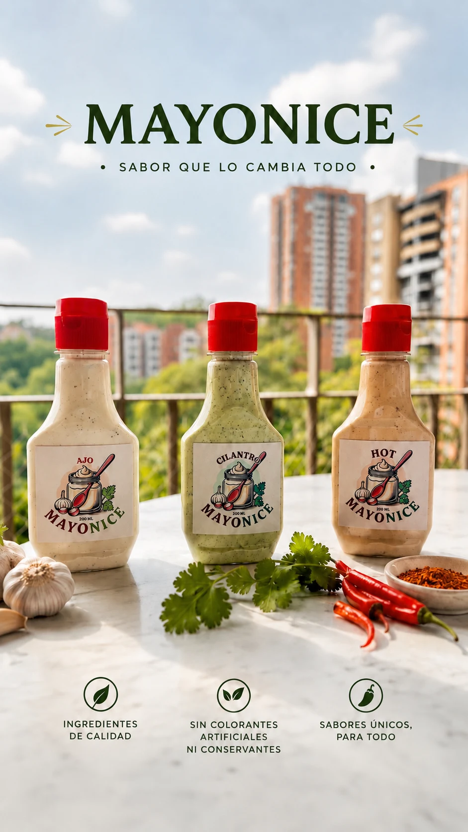 Other Food for Sale in Medellín: Garlic, cilantro, and spicy mayonnaise for sale — Colombia Move