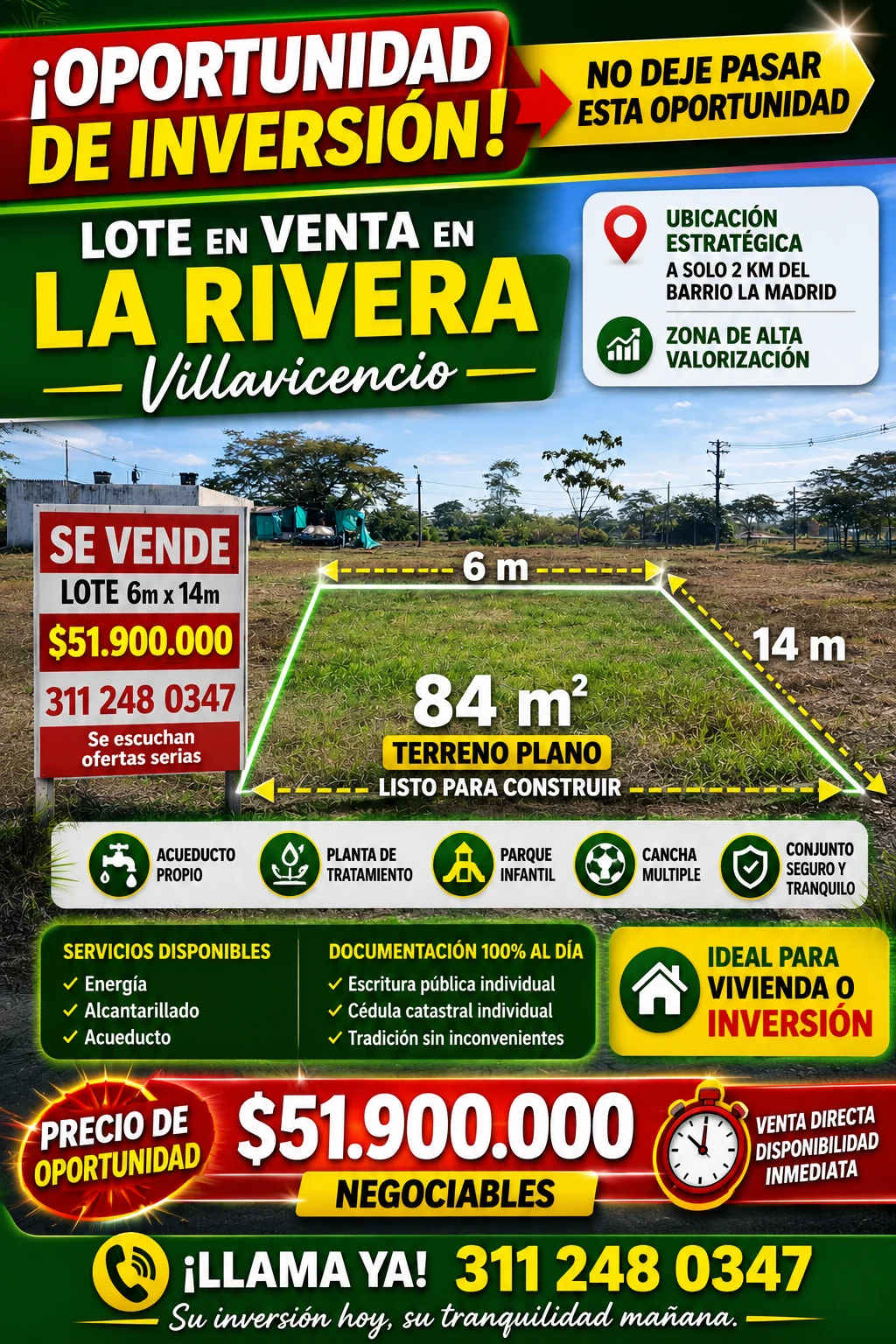 Se vende lote en conjunto cerrado la rivera