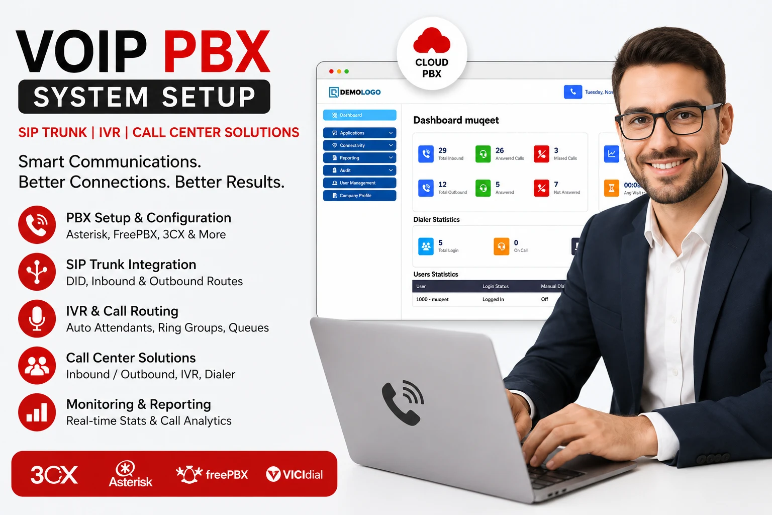 Servicio: PBX VoIP profesional, troncales SIP y soluciones de Call Center — Colombia Move