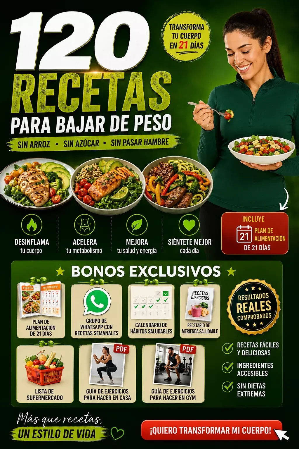 Venta de productos orgánicos y naturales en Cartagena: 120 recetas para bajar de peso con plan de alimentación de 21 días — Colombia Move