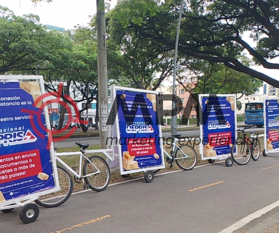 Servicio en Bretaña, Cali: Servicio de publicidad móvil en bicicletas — Colombia Move