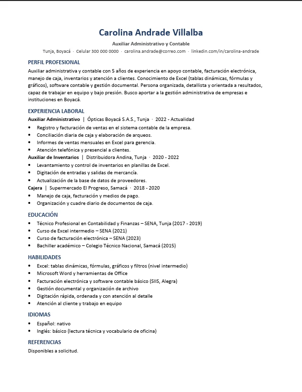 Servicio: Hoja de Vida Profesional en Word + PDF — Colombia Move