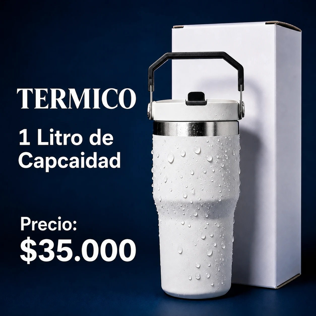 Termo blanco de 1 litro