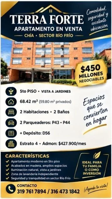 Venta de apartamento en Chía: Apartamento en venta en Terra Forte, Chía, sector Río Frío — Colombia Move