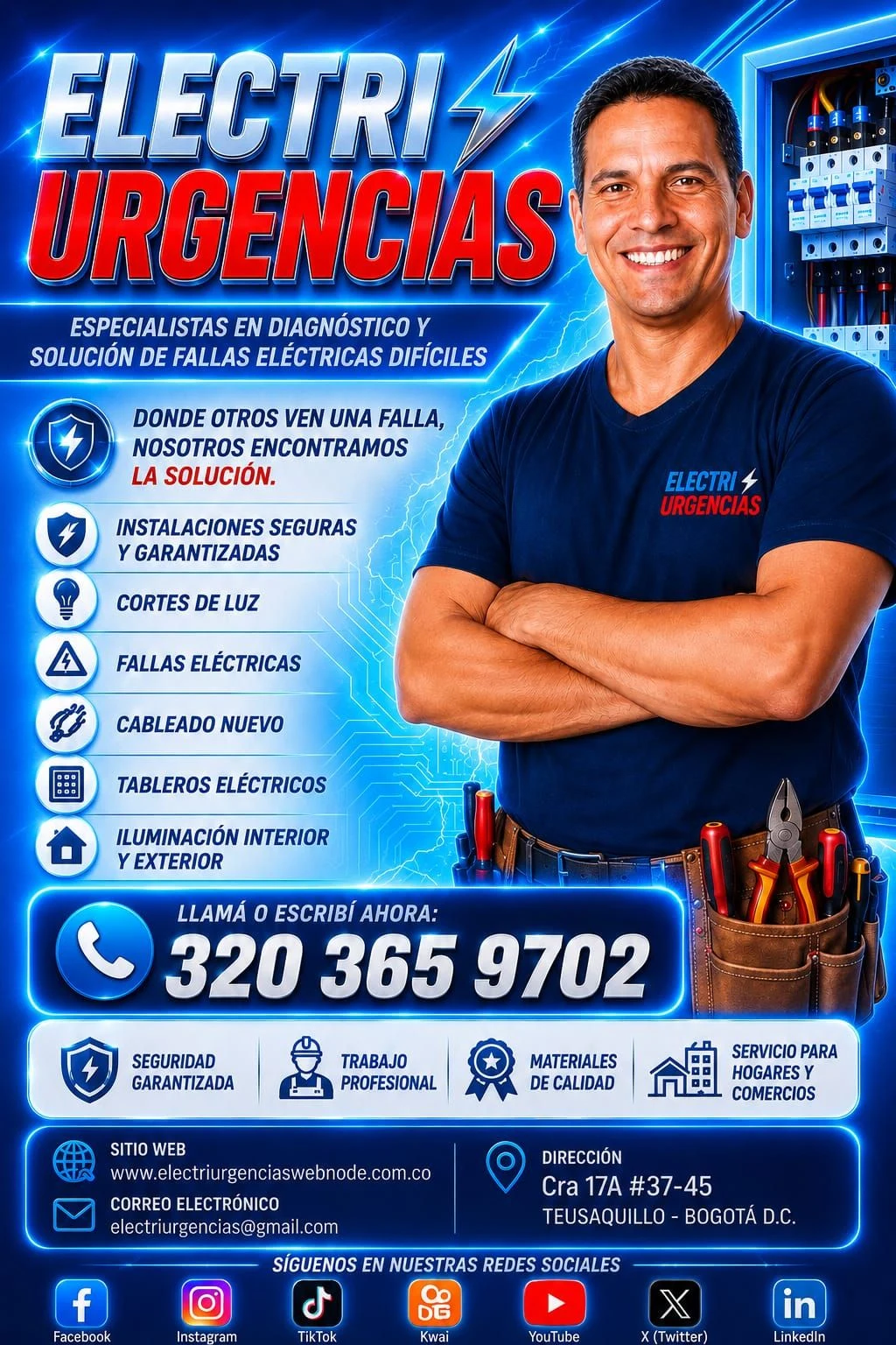 Servicio en Chapinero, Bogotá: Electricista, santa teresita, san Luis, Quirinal, La esmeralda, Nicolás de Federmann, Chapinero, Quinta paredes. — Colombia Move