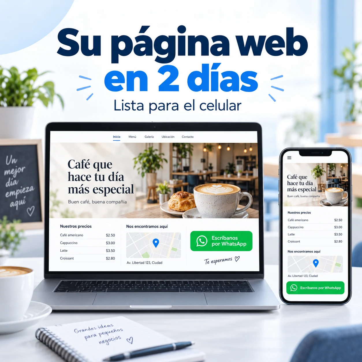 Servicio: Landing page para su negocio, primera versión en 2 días — Colombia Move