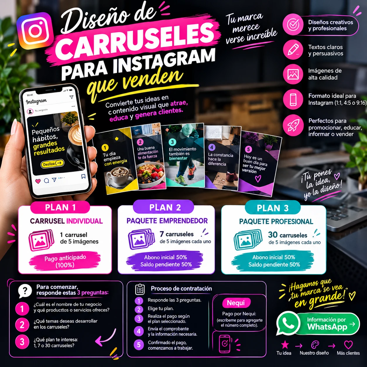 Service in Cartagena: Instagram carousel design — Colombia Move